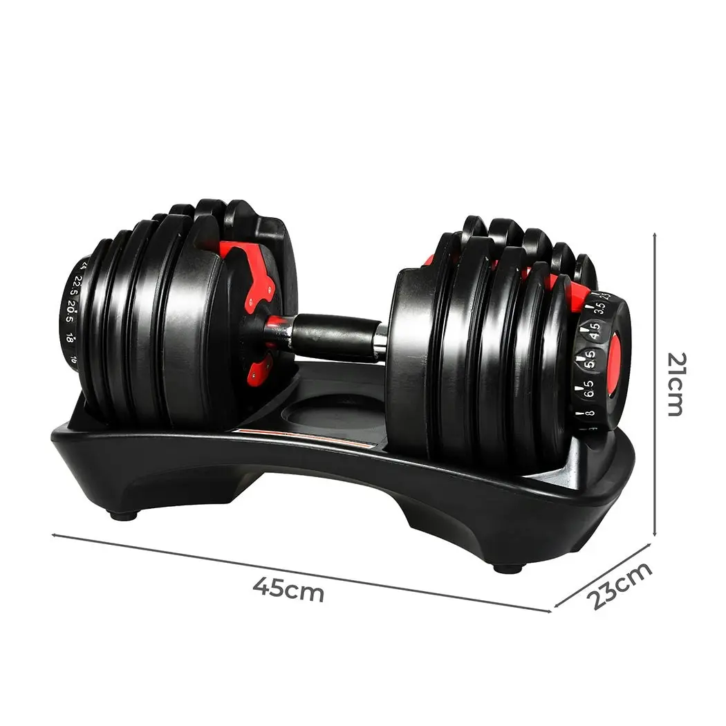 Centra 24kg Adjustable Dumbbell Single Weight Plates Home Gym Fitness Exercise