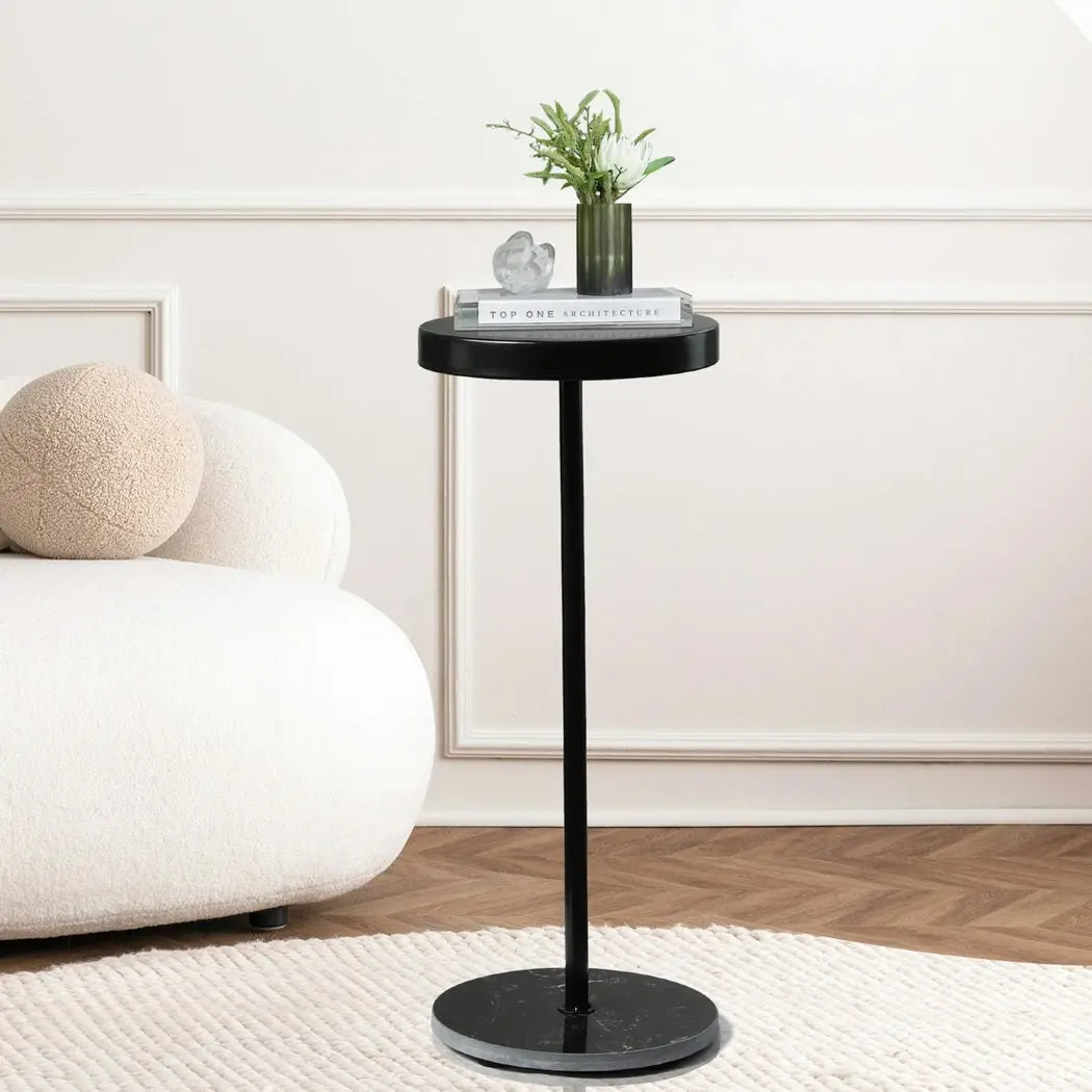 Levede Side Table Tea Coffee Desk Round Marble Base Bedside Sofa Small Minimal