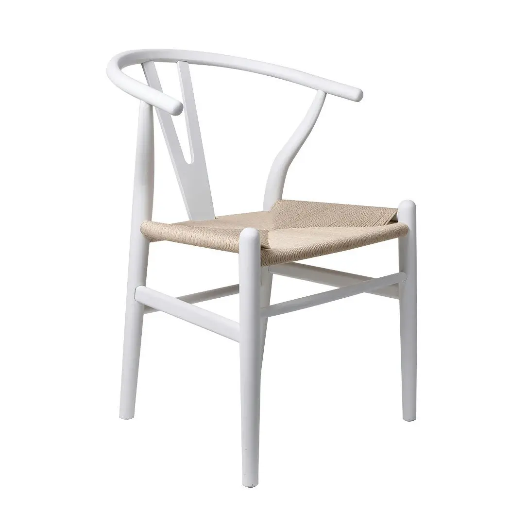 Levede 2x Dining Chairs Wooden Hans Wegner Chair Wishbone Chair Cafe Lounge Seat