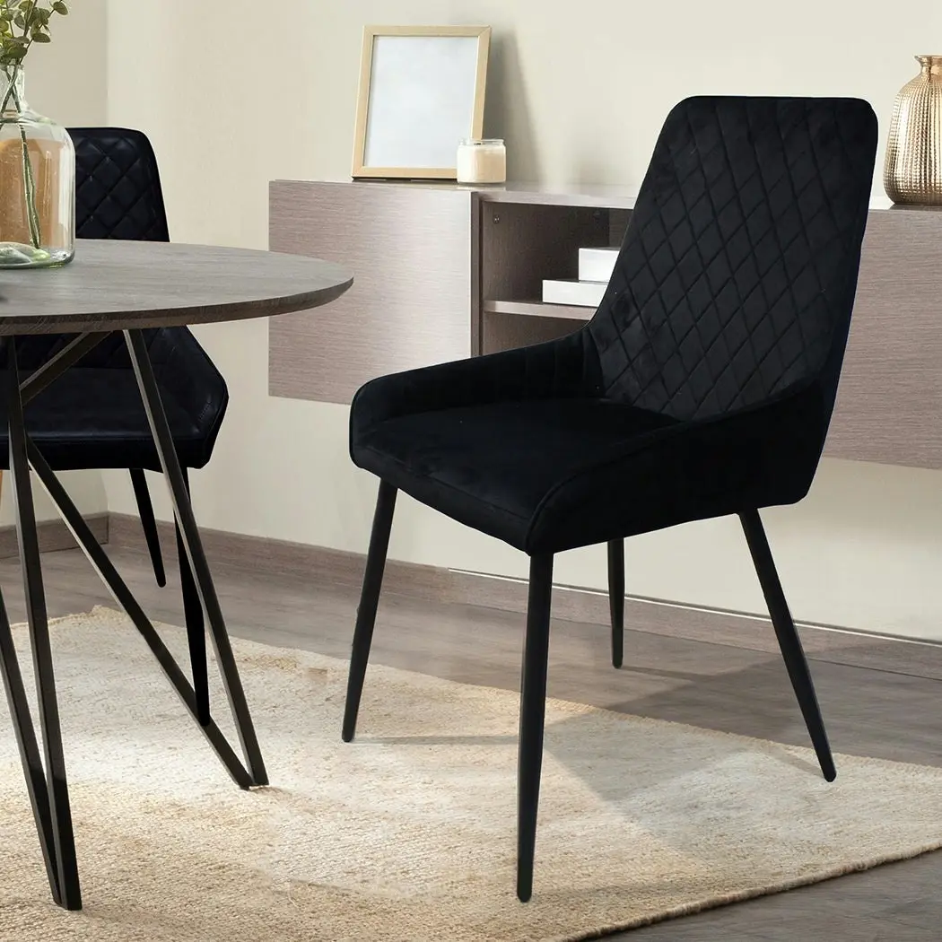 Levede 4x Dining Chairs Kitchen Chair Lounge Padded Room Seat Soft Velvet Black