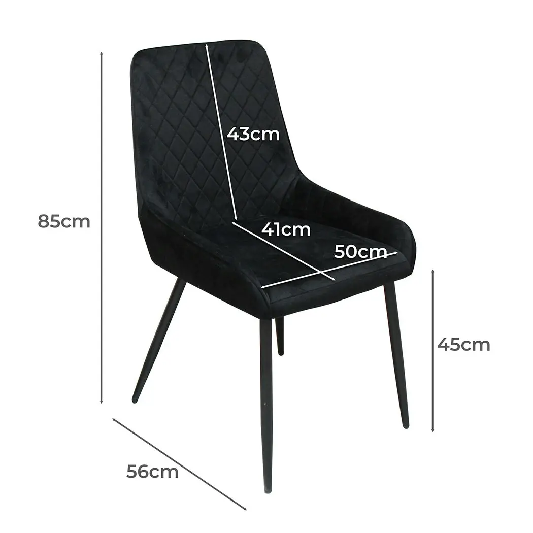 Levede 4x Dining Chairs Kitchen Chair Lounge Padded Room Seat Soft Velvet Black