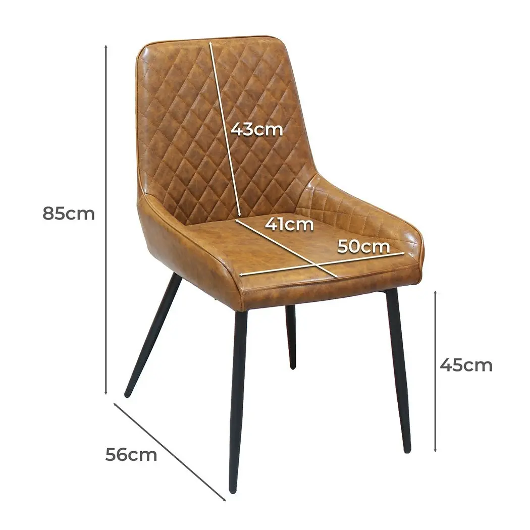 Levede 4x Dining Chairs Kitchen Chair Lounge Padded Seat PU Faux Leather Brown