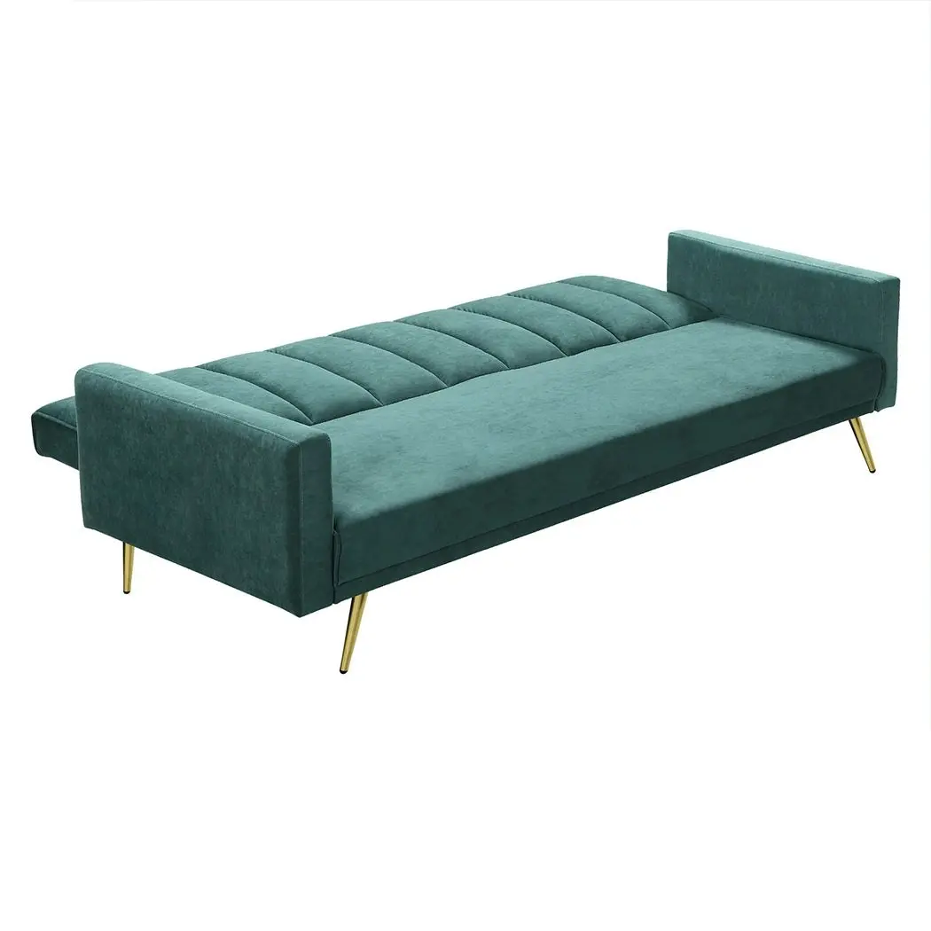 Levede Sofa Bed Convertible Velvet Lounge Recliner Couch Sleeper 3 Seater Green