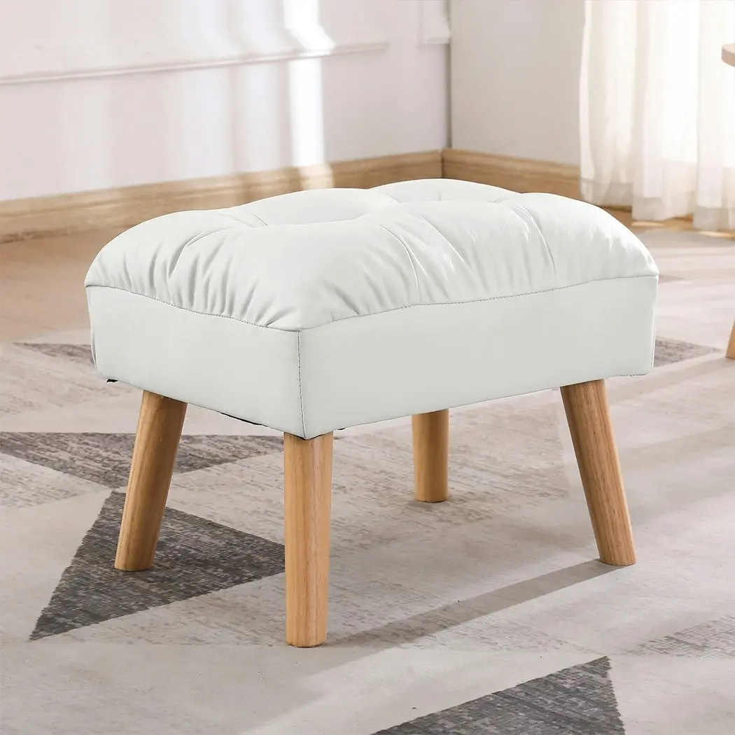 Levede Accent Ottoman Chair Footstool Leathaire Vanity Makeup Stool Lounge White