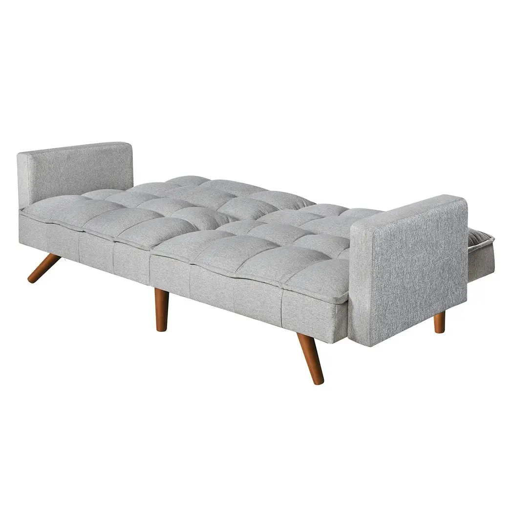 Levede Sofa Bed Futon Convertible Fabric Lounge Couch 3-Seater Recliner Grey