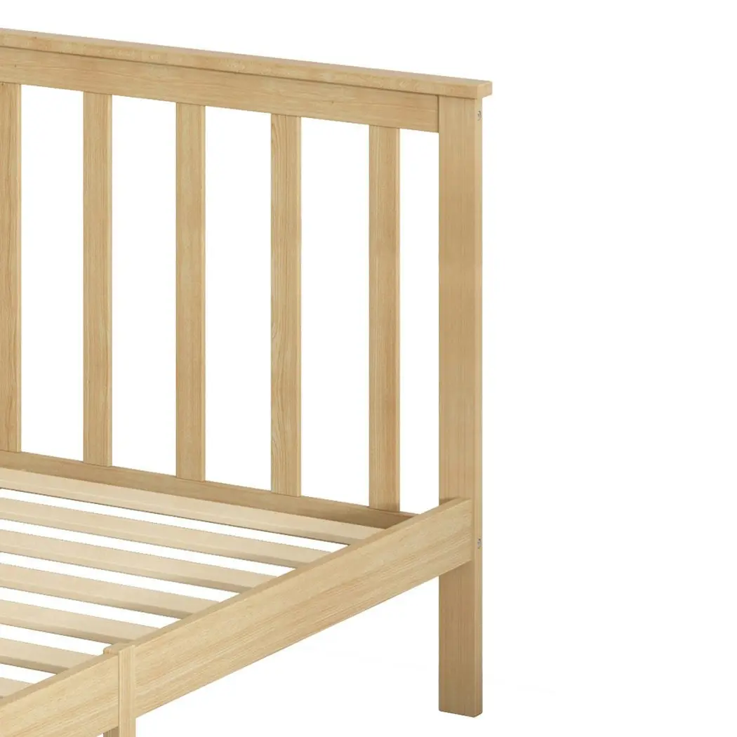 Levede Wooden Bed Frame Single Full Size Mattress Base Timber Natural