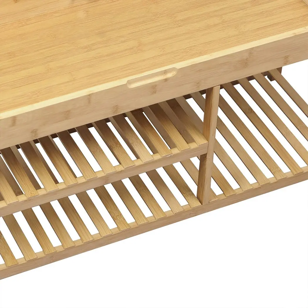 Levede Bamboo Shoe Rack Bench Entryway Seat Storage Cabinet Organizer 100cm