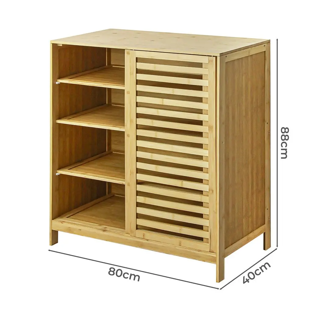 Levede Bamboo Shoe Storage Cabinet Shoes Rack Organizer 4Tier Cupboard Sideboard