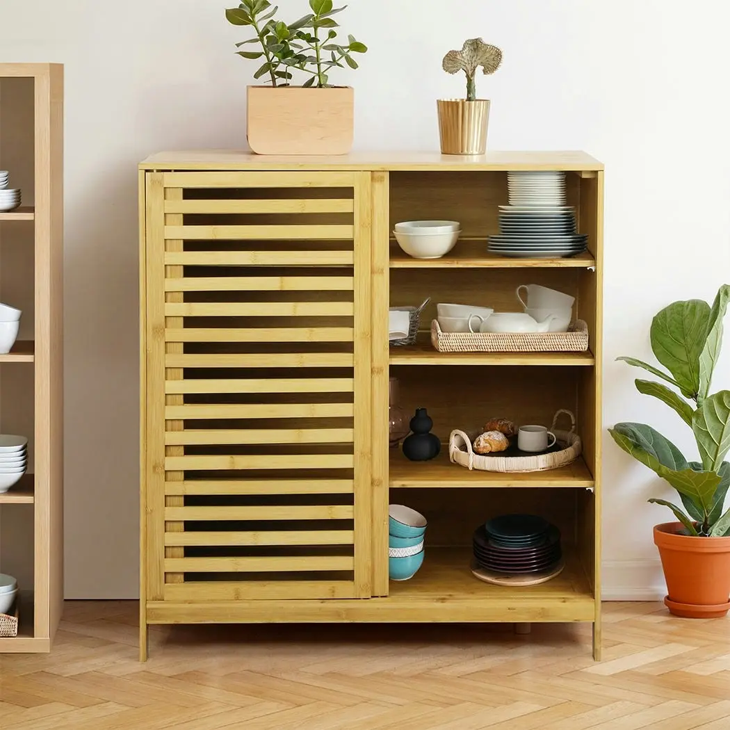 Levede Bamboo Shoe Storage Cabinet Shoes Rack Organizer 4Tier Cupboard Sideboard