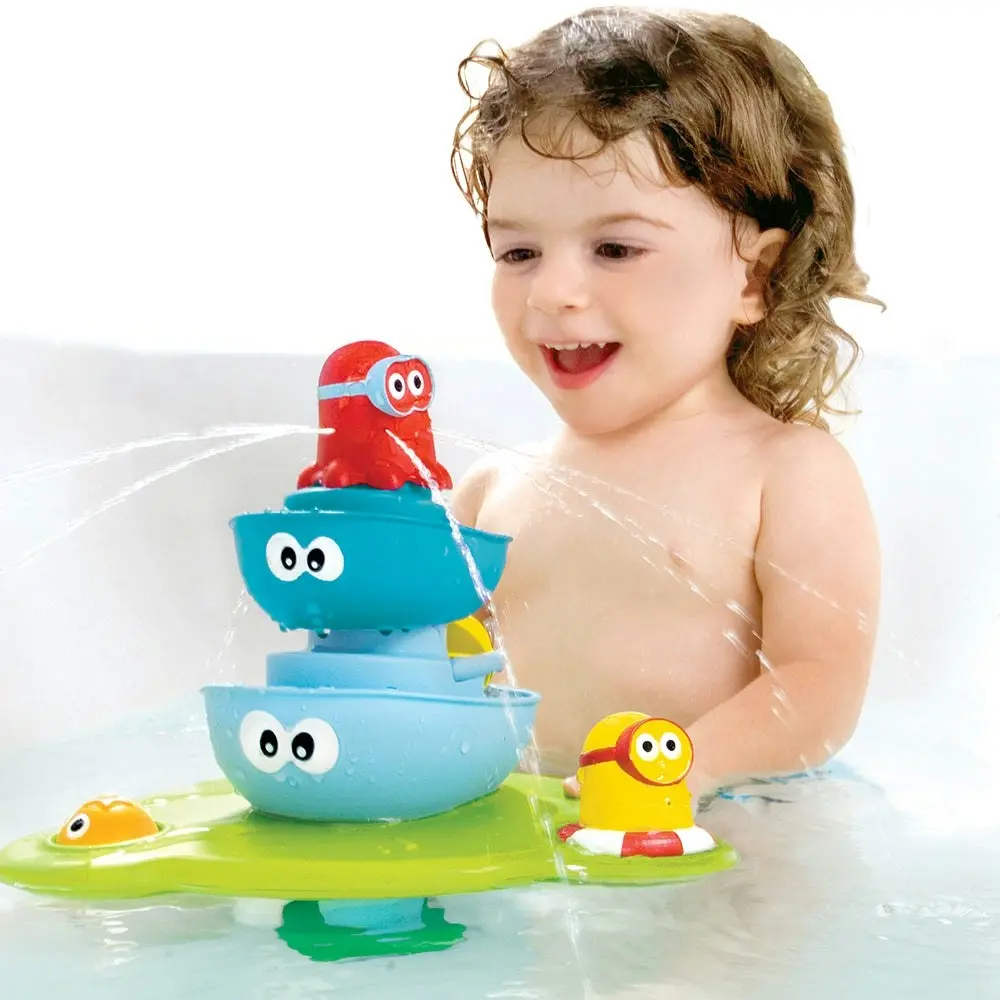 Yookidoo Battery And Easy To Operate Baby Bath Toy Stack N Spray Tub Fountain