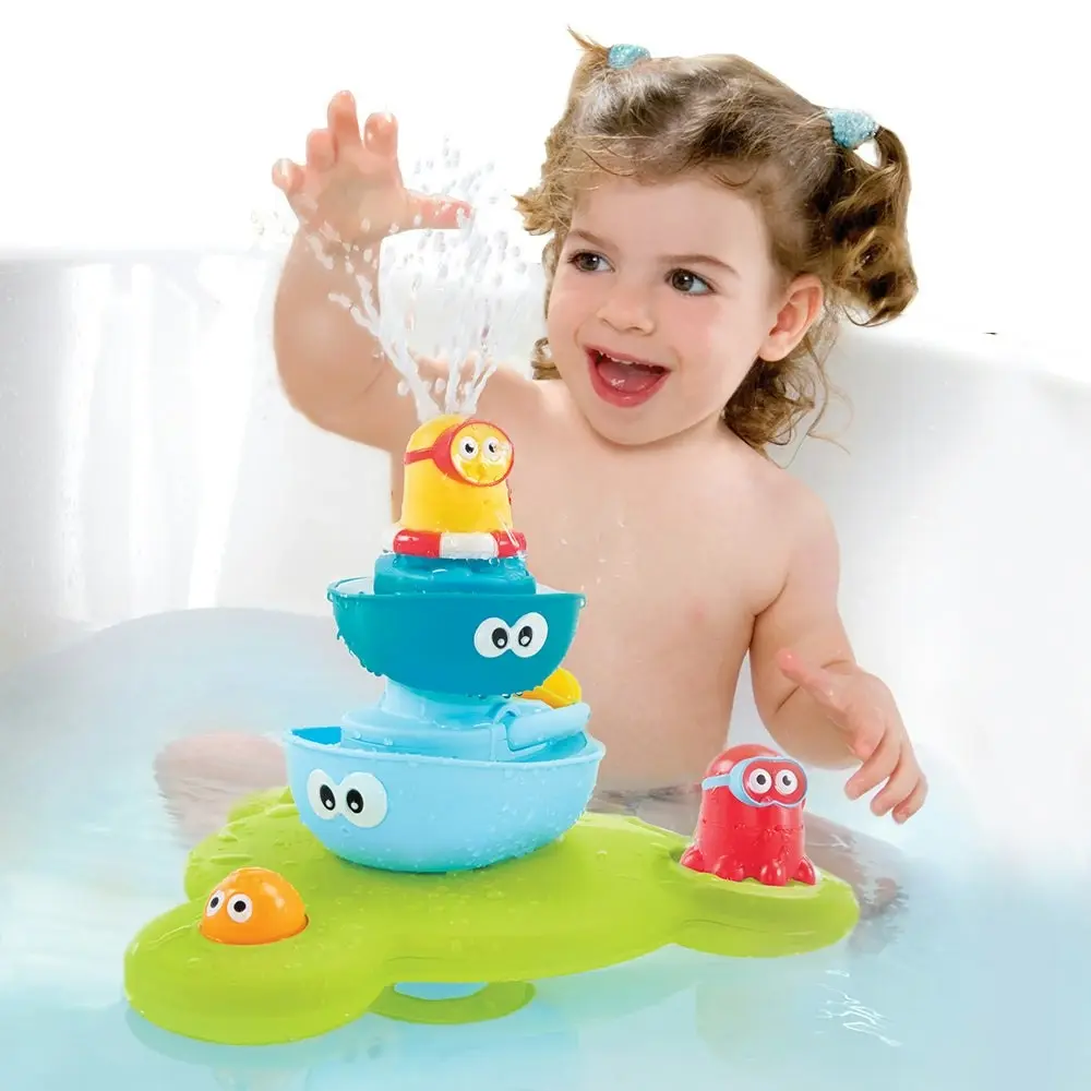 Yookidoo Battery And Easy To Operate Baby Bath Toy Stack N Spray Tub Fountain