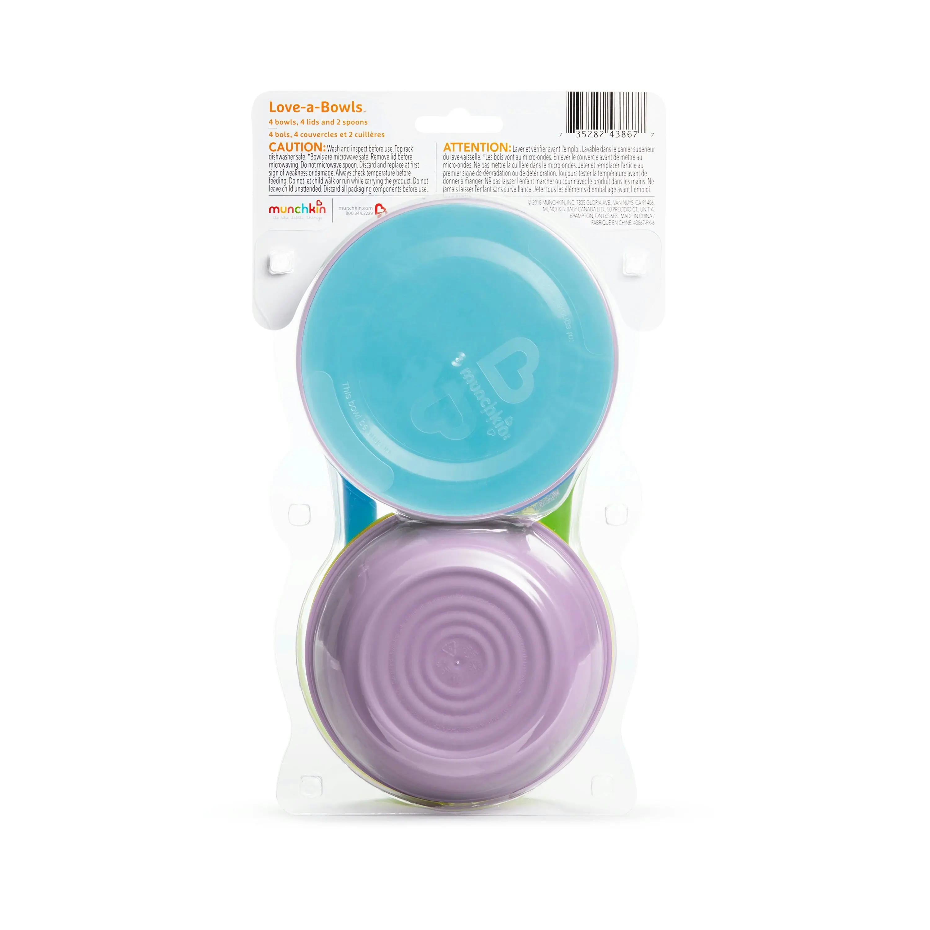 Munchkin Spill Leak And Break Proof Love-a-Bowls With Easy-to-grip Side 10 Piece Set