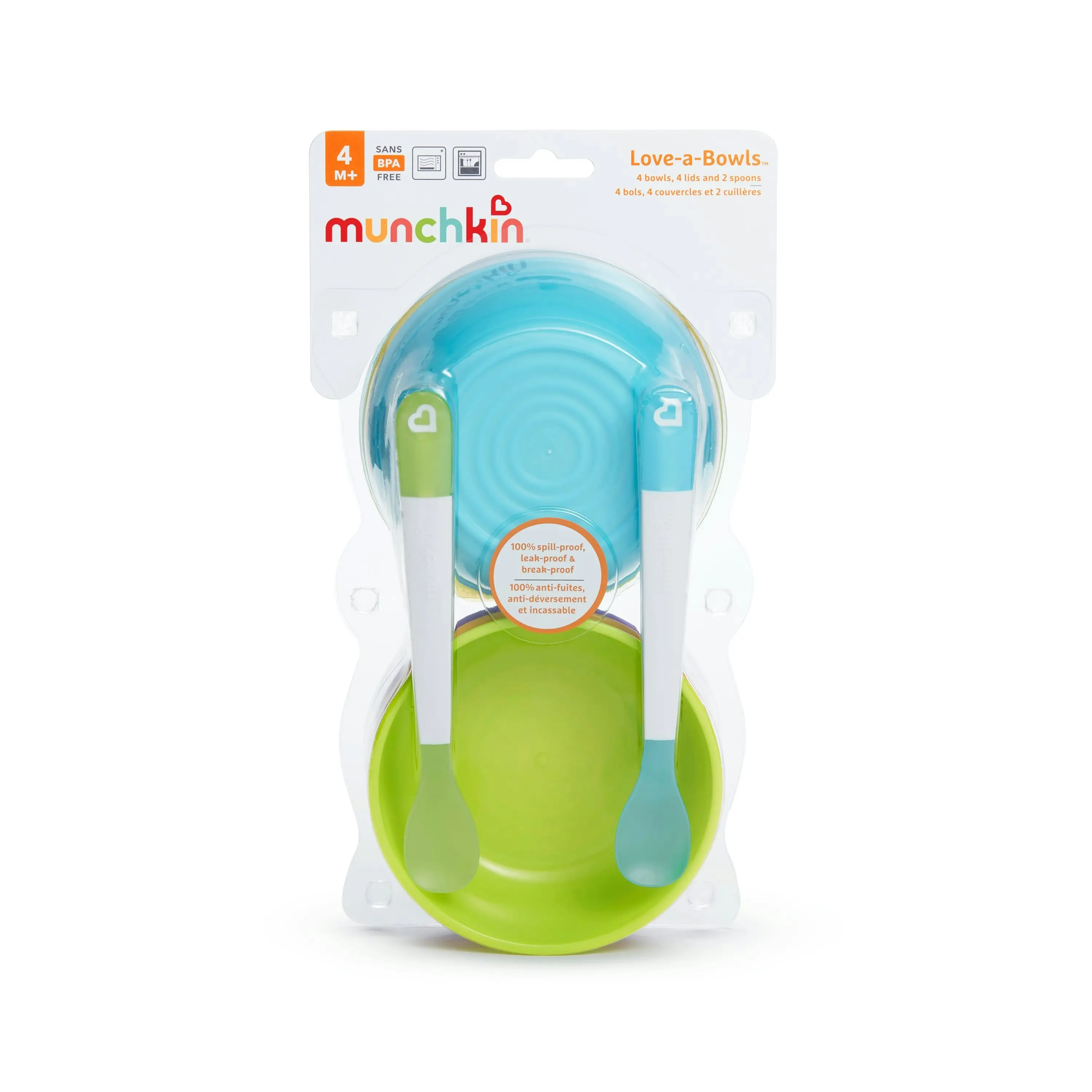 Munchkin Spill Leak And Break Proof Love-a-Bowls With Easy-to-grip Side 10 Piece Set