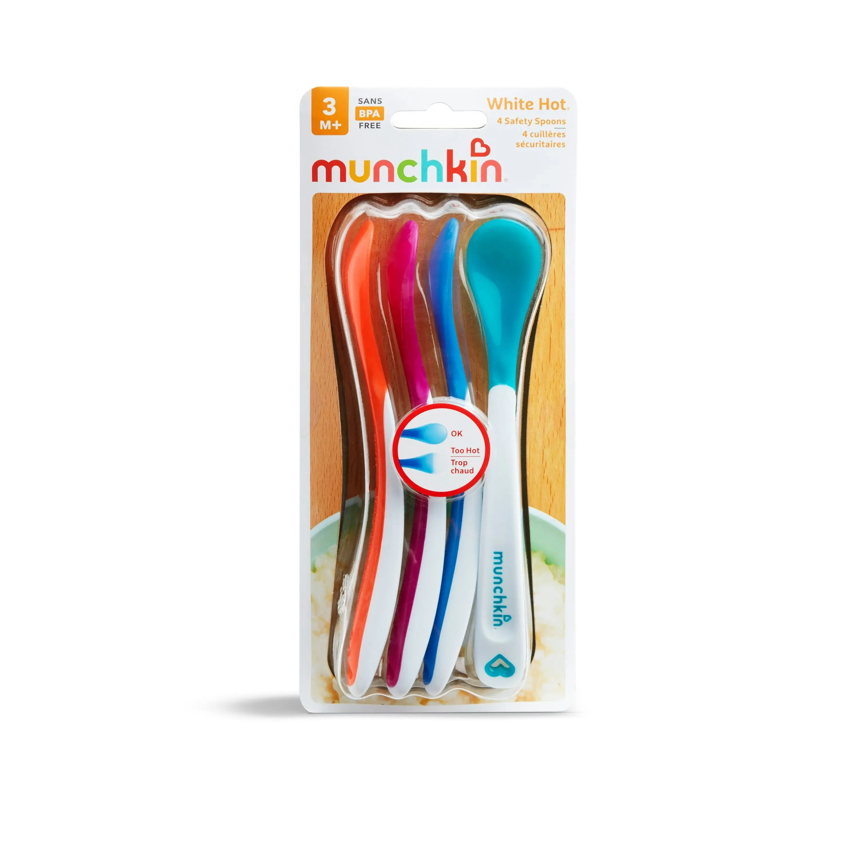 Munchkin Patented White Hot Infant Spoons With Soft Tips And Long handles- 4 Pack