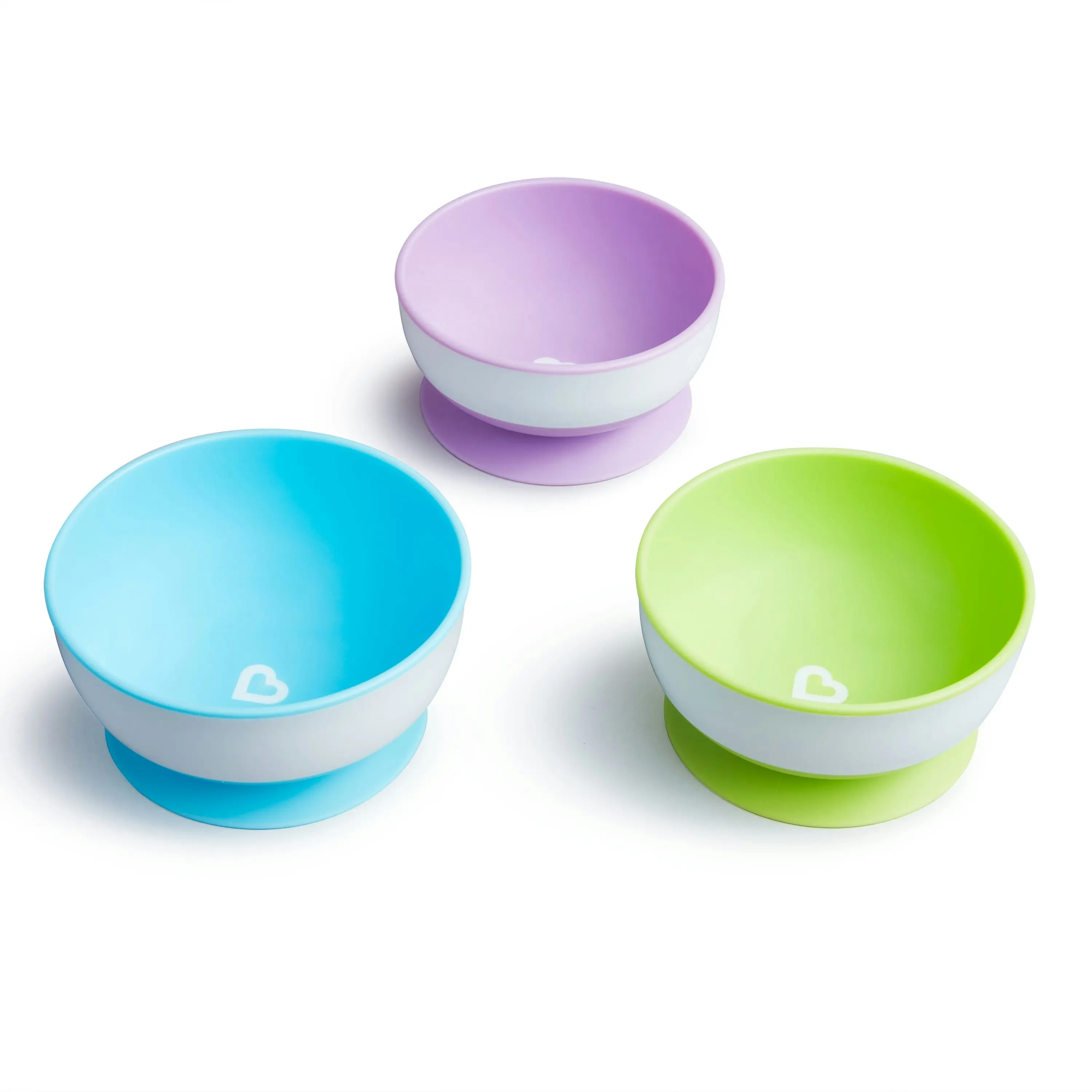 Munchkin Different Sized Stay Put Kids Suction Feeding Bowl With Modern Look 3 Pack