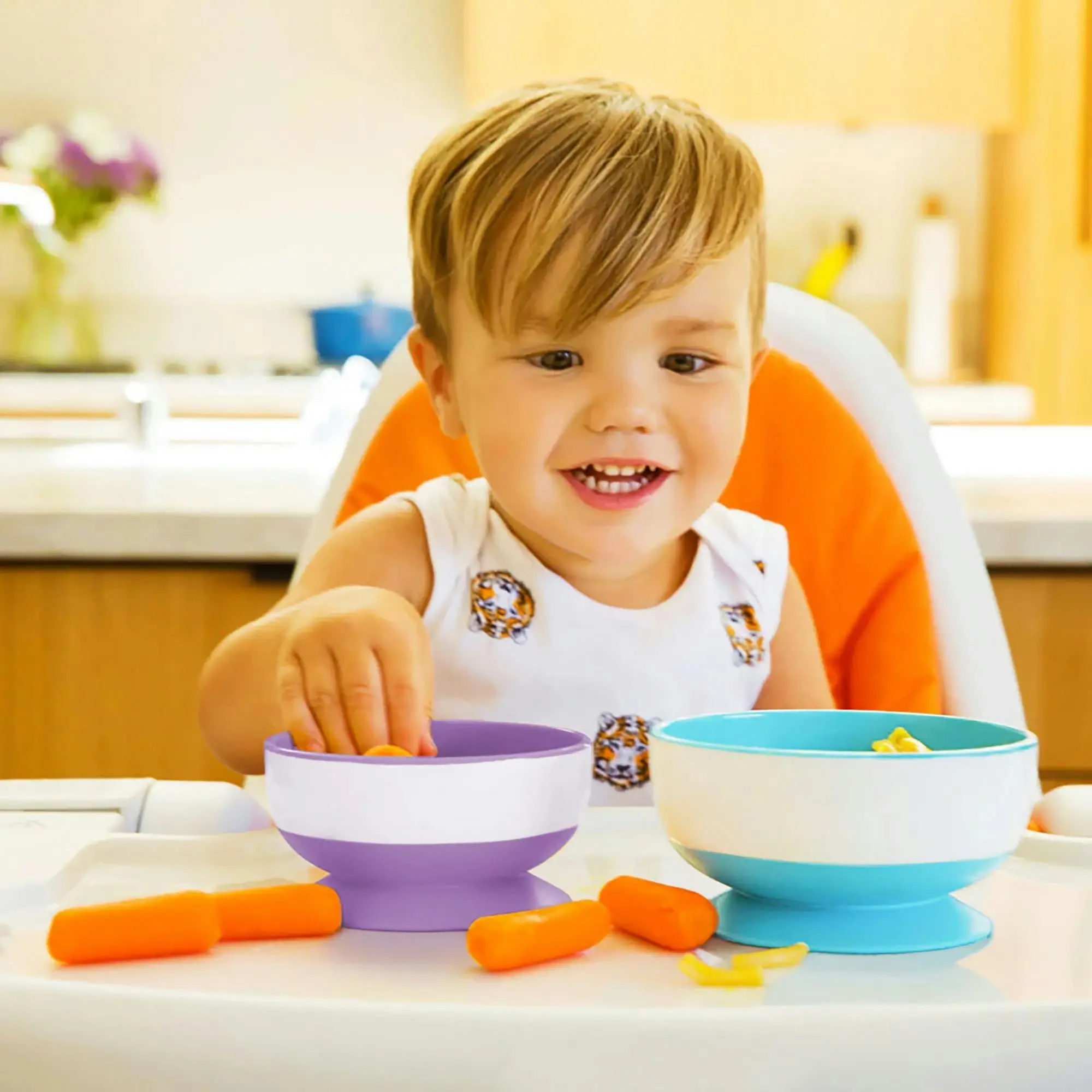 Munchkin Different Sized Stay Put Kids Suction Feeding Bowl With Modern Look 3 Pack