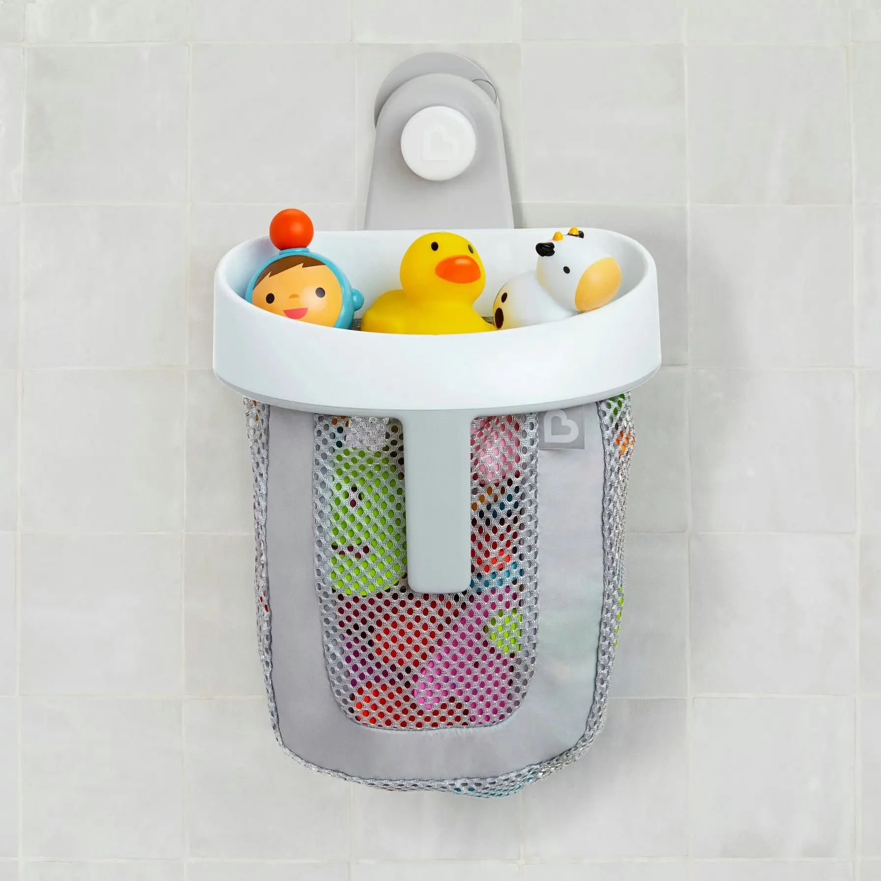 Munchkin Super Scoop Bath Toy Organiser With Super-strong Push-Lock Suction Cup Grey