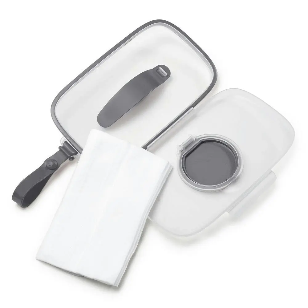 Skip Hop Grab & Go Snug Silicone Seal Wipes Case With Translucent Case - Grey