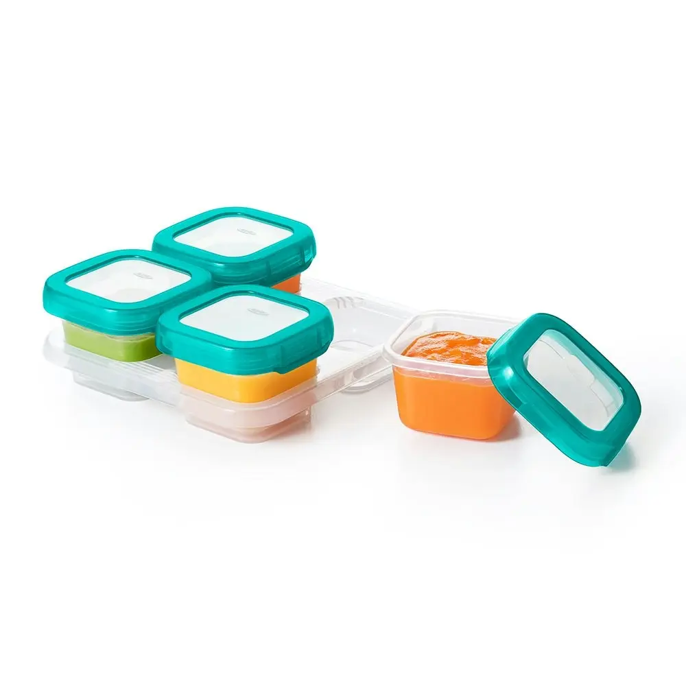 OXO Tot Baby 4oz Freezer Storage Container Set 4Pc Teal With Clear Lid And Body