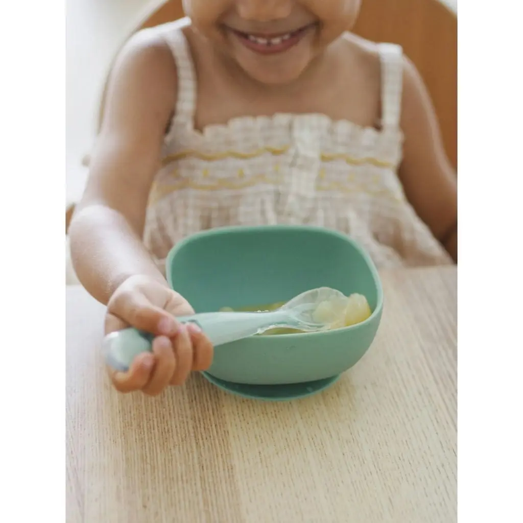 Beaba Silicone Suction Baby Infant Feeding Bowl - Sage Green