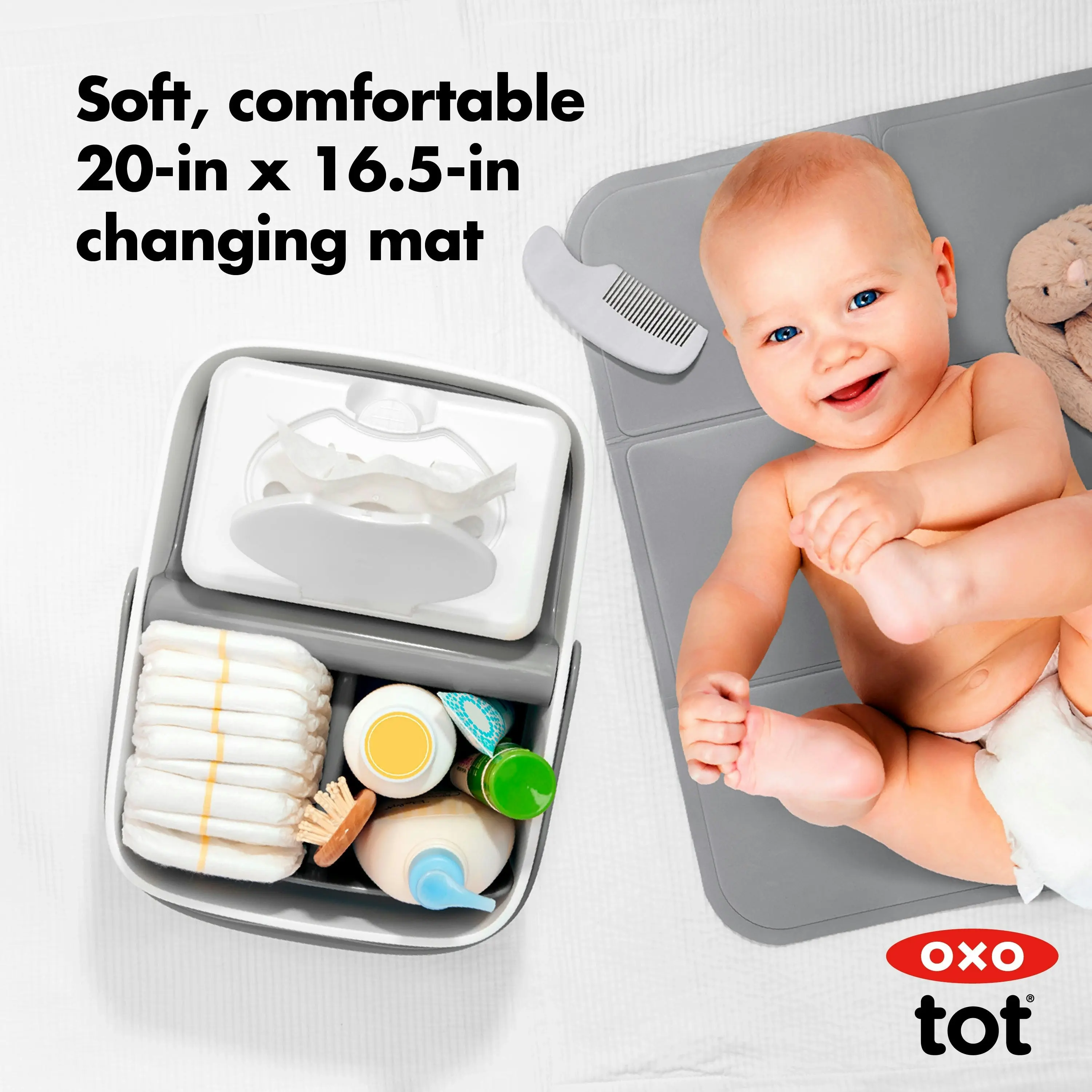 OXO Tot Diaper Caddy with Changing Mat - Grey