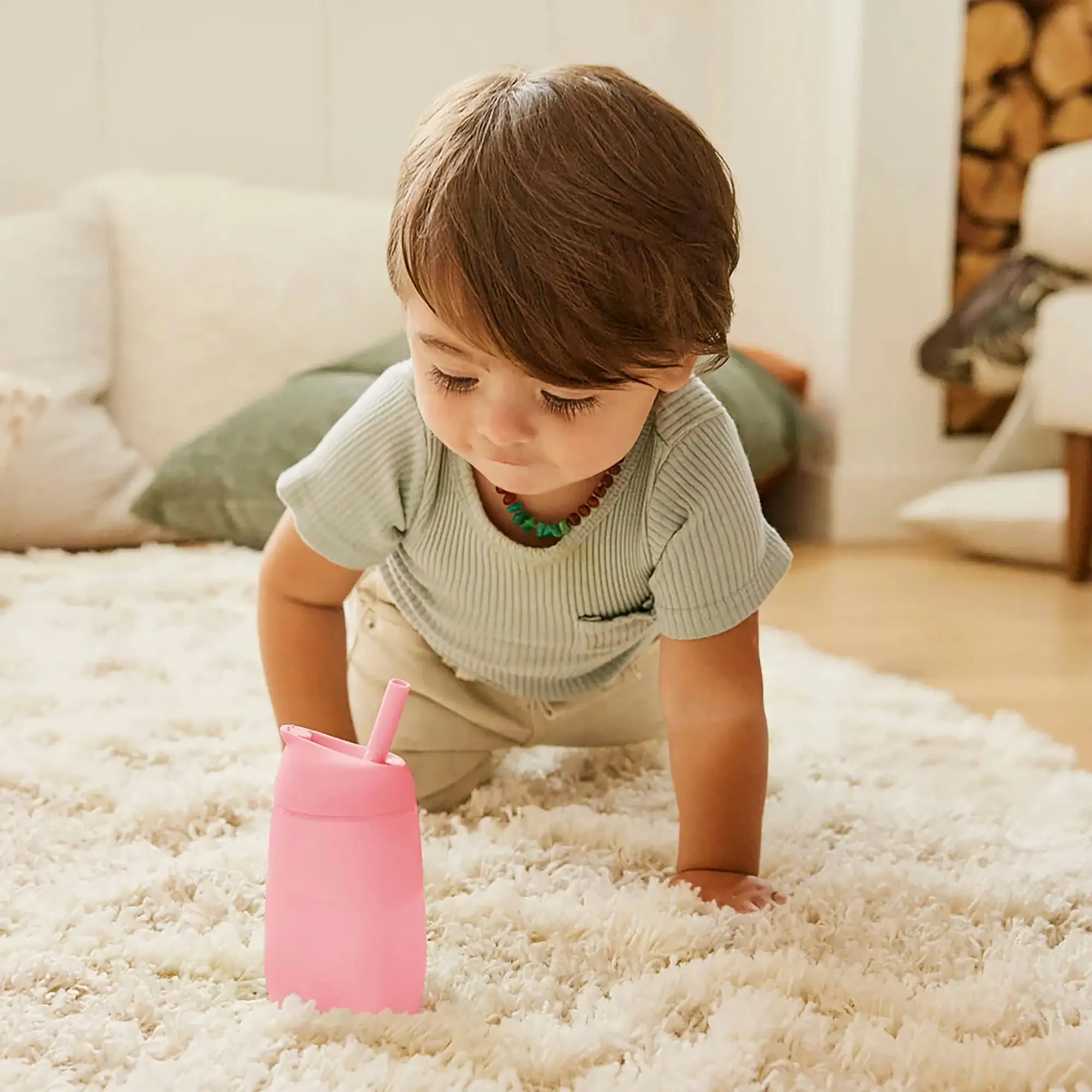 Munchkin 10oz Simple Clean Toddler Straw Cup With Lid 1Pk - Pink