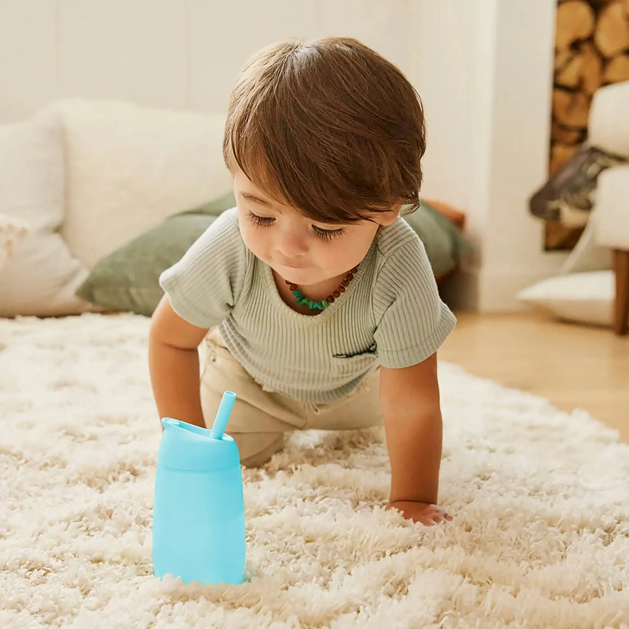 Munchkin 10oz Simple Clean Toddler Straw Cup With Lid 1Pk - Blue