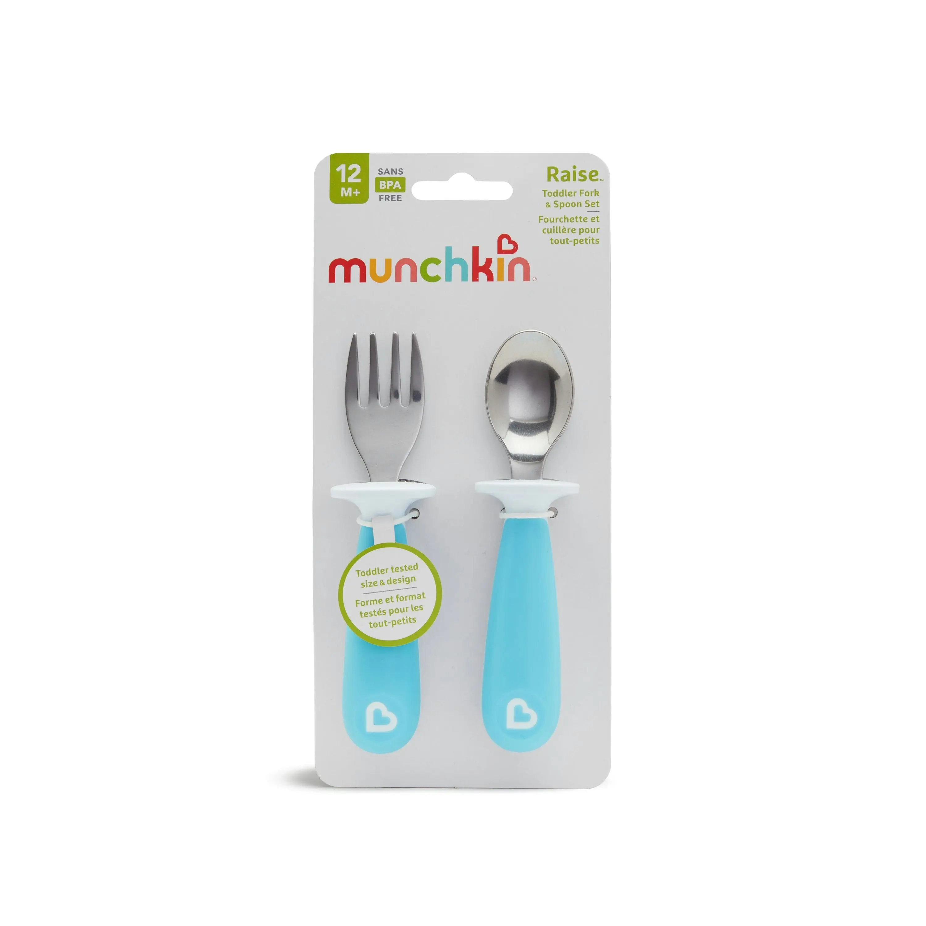 Munchkin Raise Toddler Fork & Spoon Set Toddler Utensils - Blue