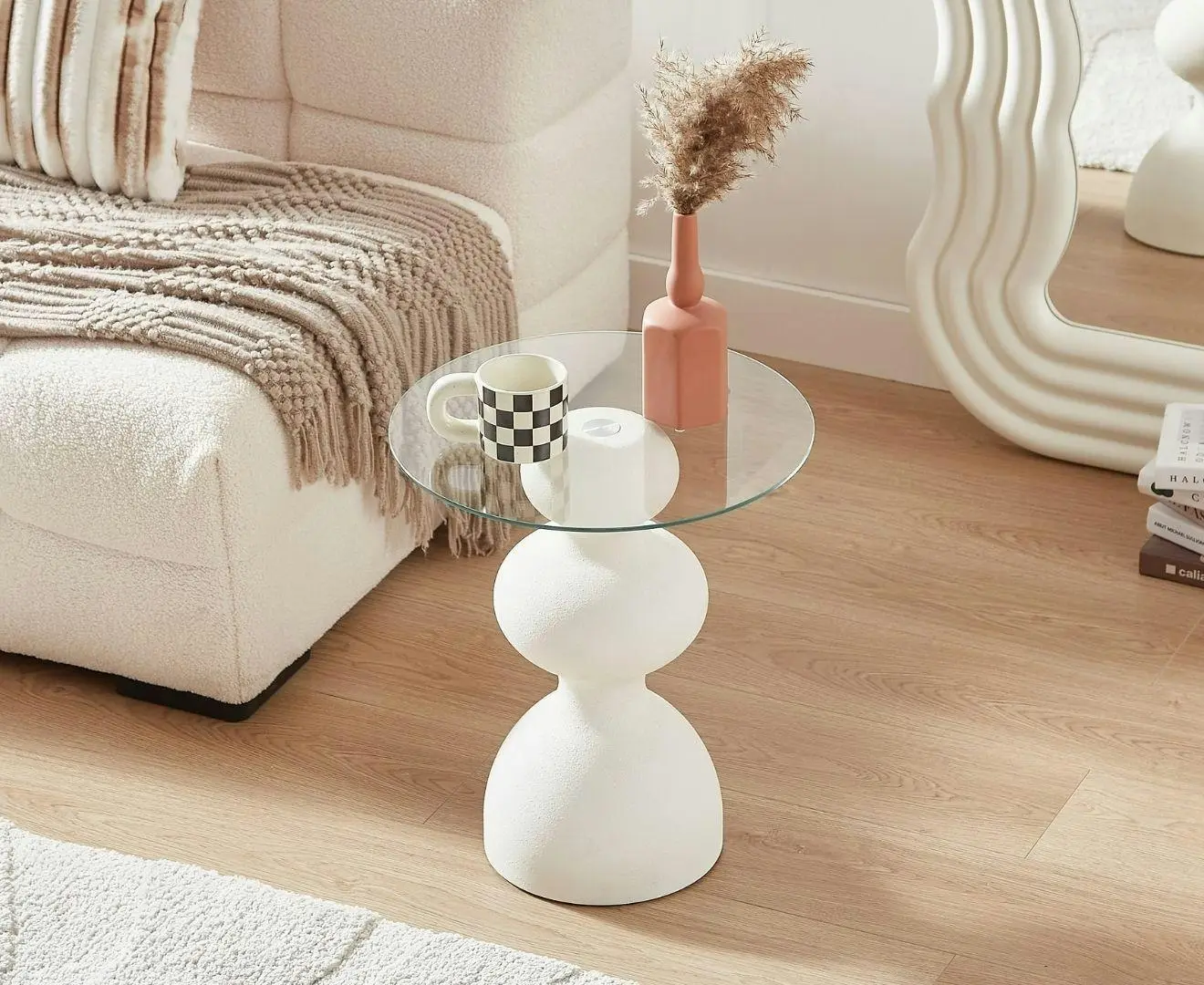 Kingston White Glass Side Table