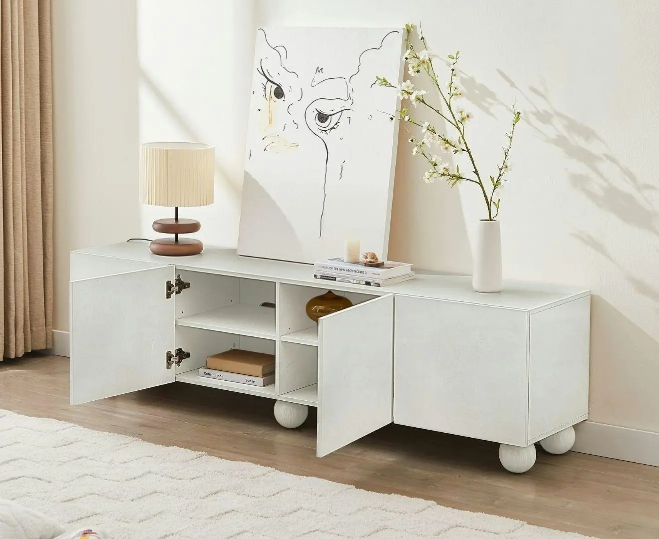 Ava White TV Unit