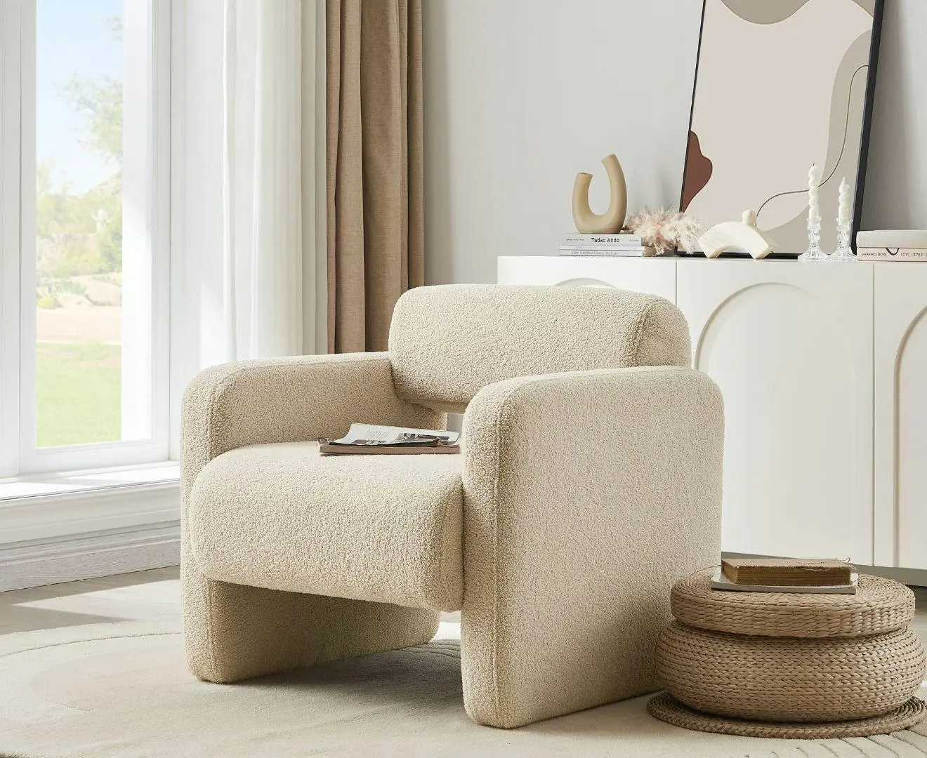 Lilah Modern Boucle Fabric Armchair