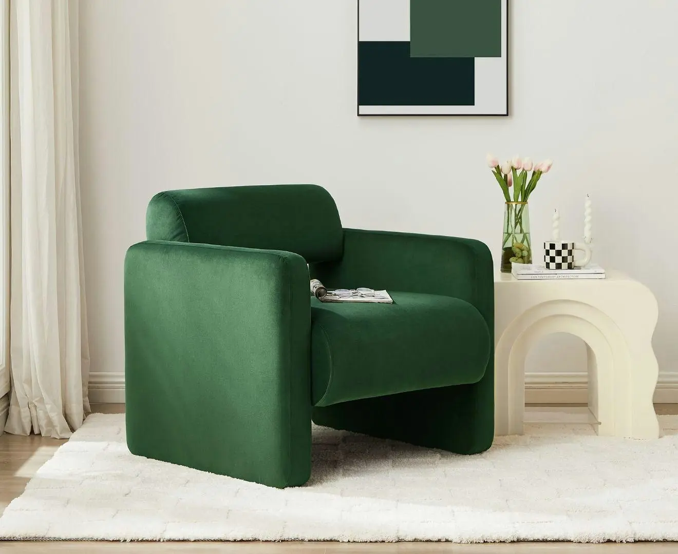 Lilah Modern Boucle Fabric Armchair