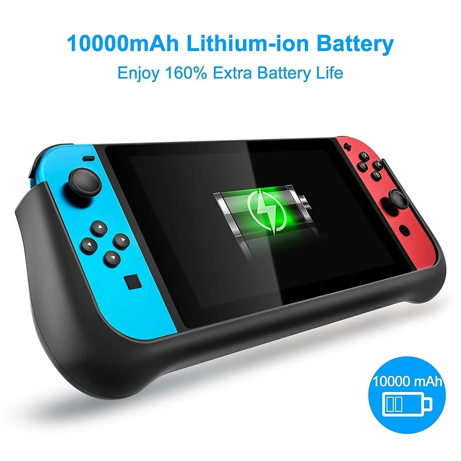 Battery Case and Power Bank Compatible With Nintendo Switch - 10000mAh (Black)