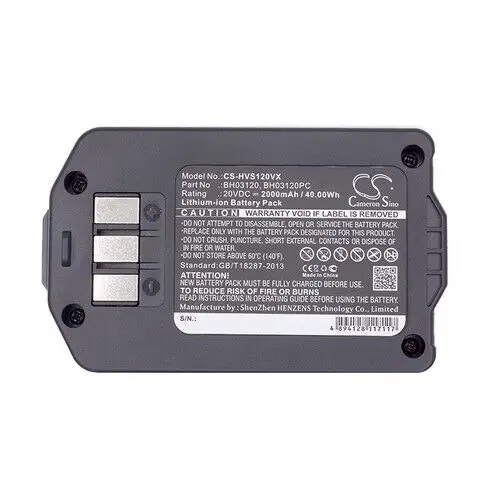 Compatible Battery For HOOVER BH03120 HOOVER BH03120PC HOOVER 7350204042 2000mAh