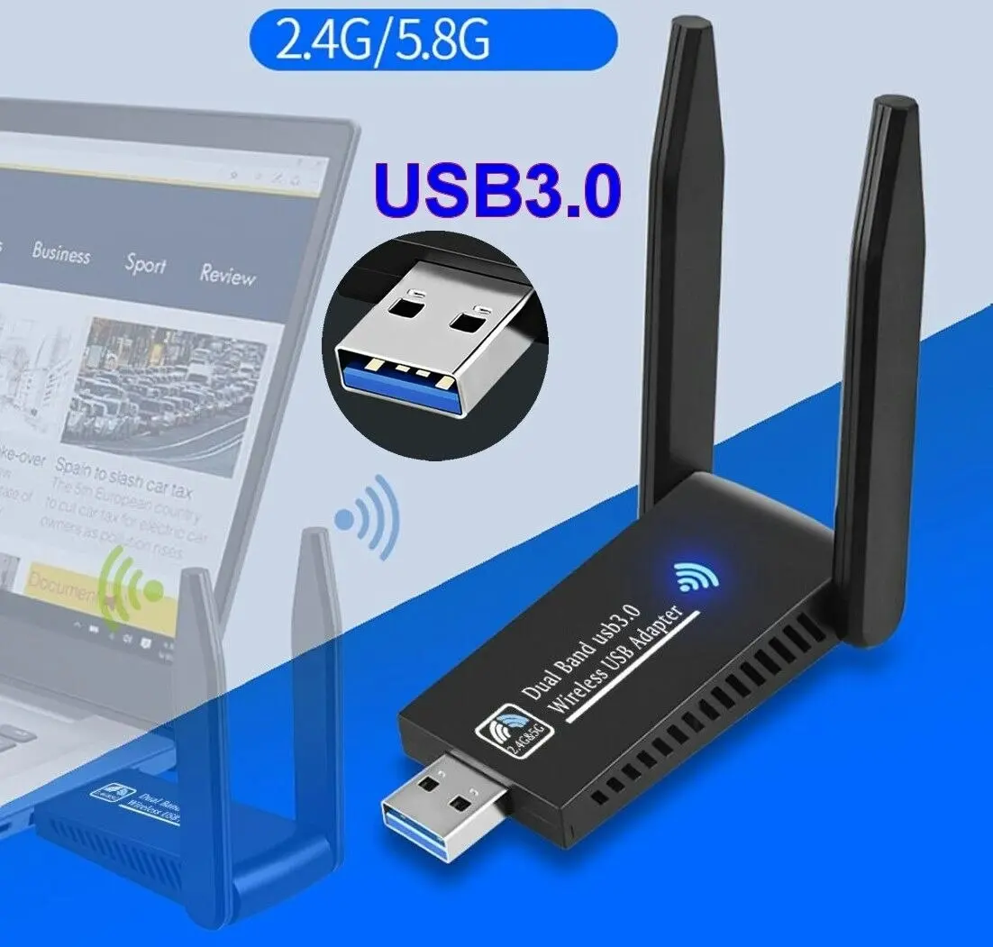 AC1300 USB 3.0 WiFi Wireless Adapter Dongle 802.11ac 5GHz Dual Band 11AC