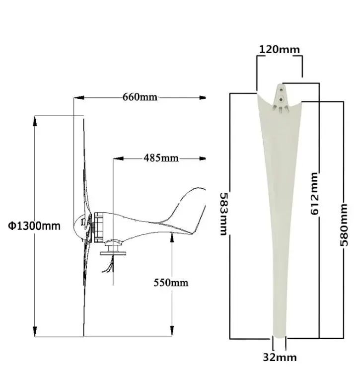 800W Peak 10 Blades 12V/24V Horizontal Wind Turbine Generator Residential Home Wind Power Generator - 24V