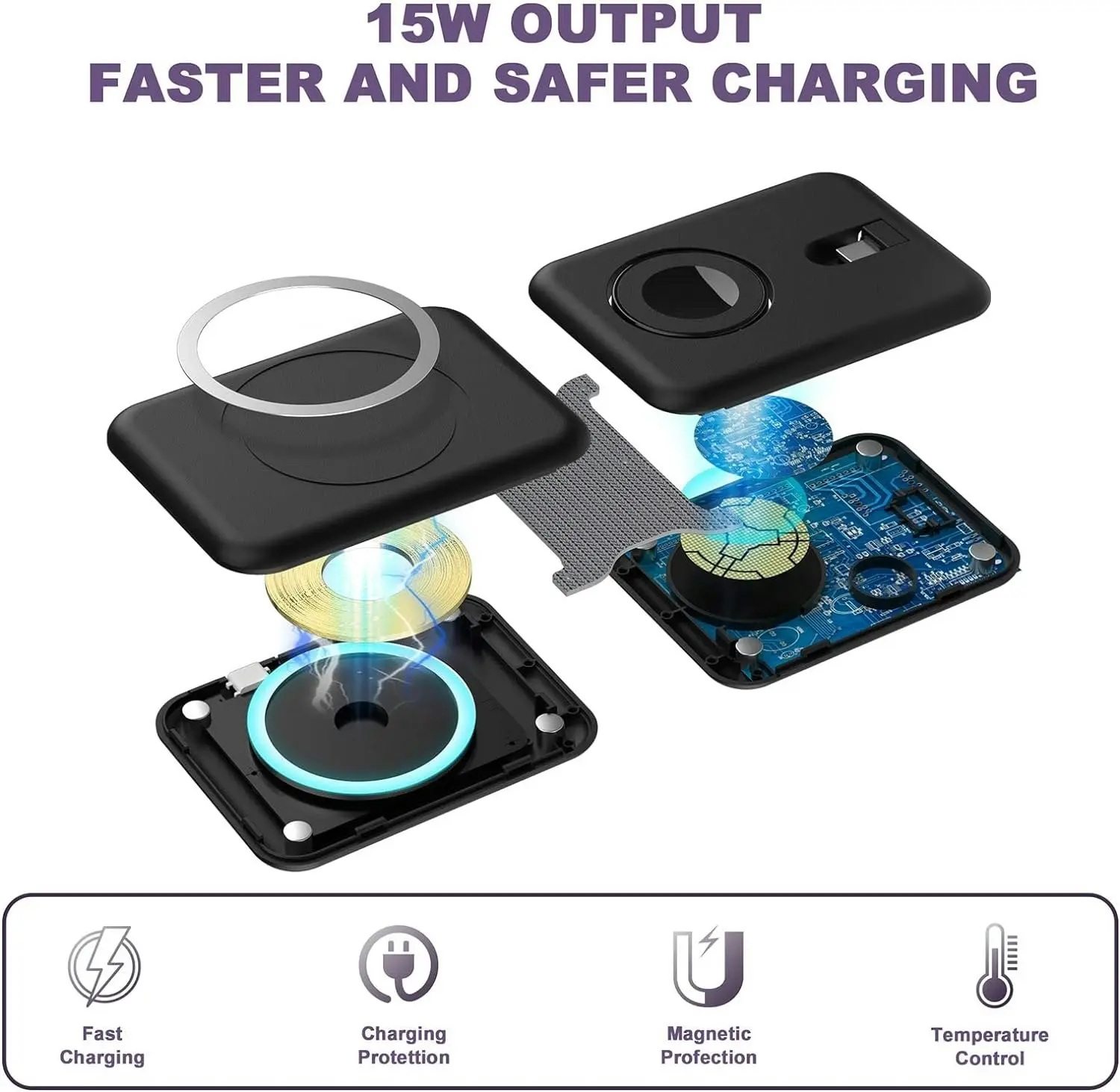 Foldable 3-in-1 Wireless Charger with Magnetic Charging Pad, Fast Charging Station, and Portable Stand