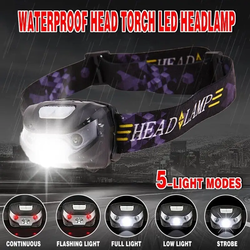 Waterproof Head Torch LED Headlamp Flashlight USB Rechargeable CREE Fish Camping