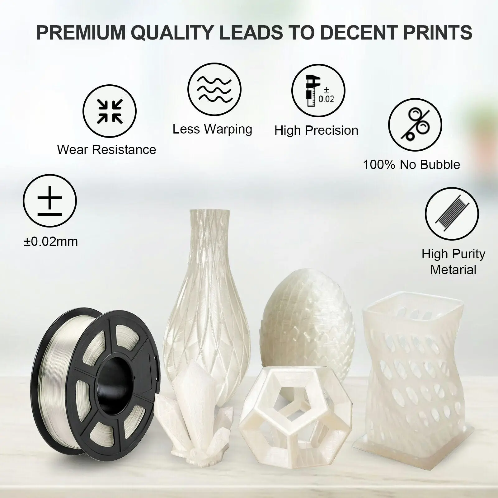 3D Printer Filament Silk 1KG - Clear