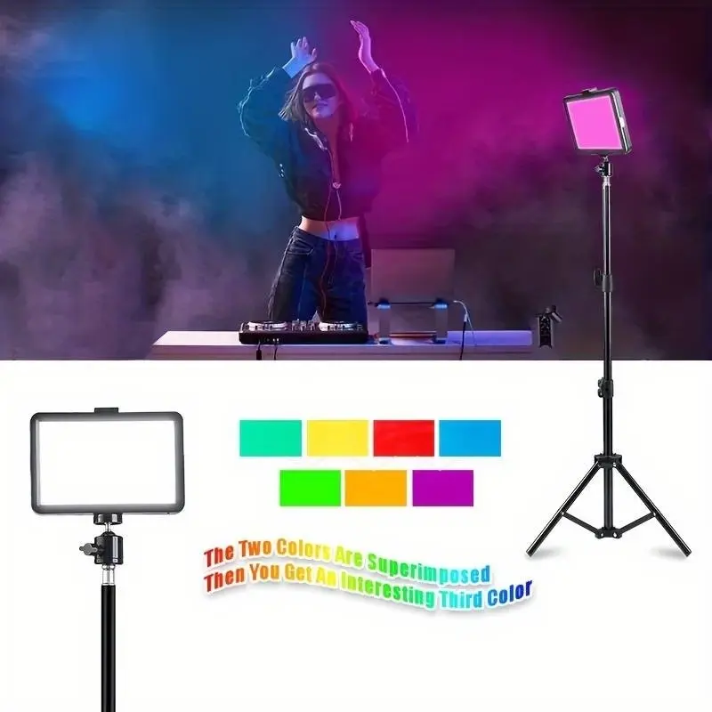 LED Photography Video Light, Portable, Adjustable Low Angle Tripod, USB