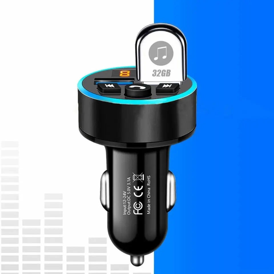 Car Bluetooth FM Transmitter Radio Adapter with Dual USB Charger for Phone Pad