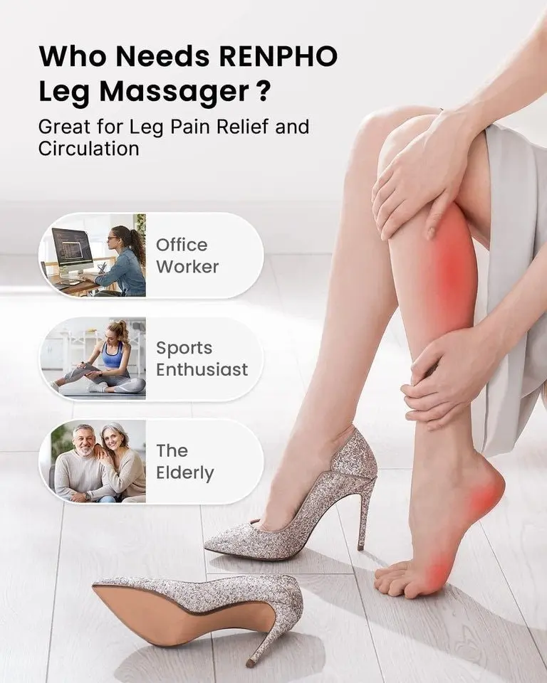 Leg Massager for Circulation and Relaxation, Calf Feet Thigh Massage, 6 Modes