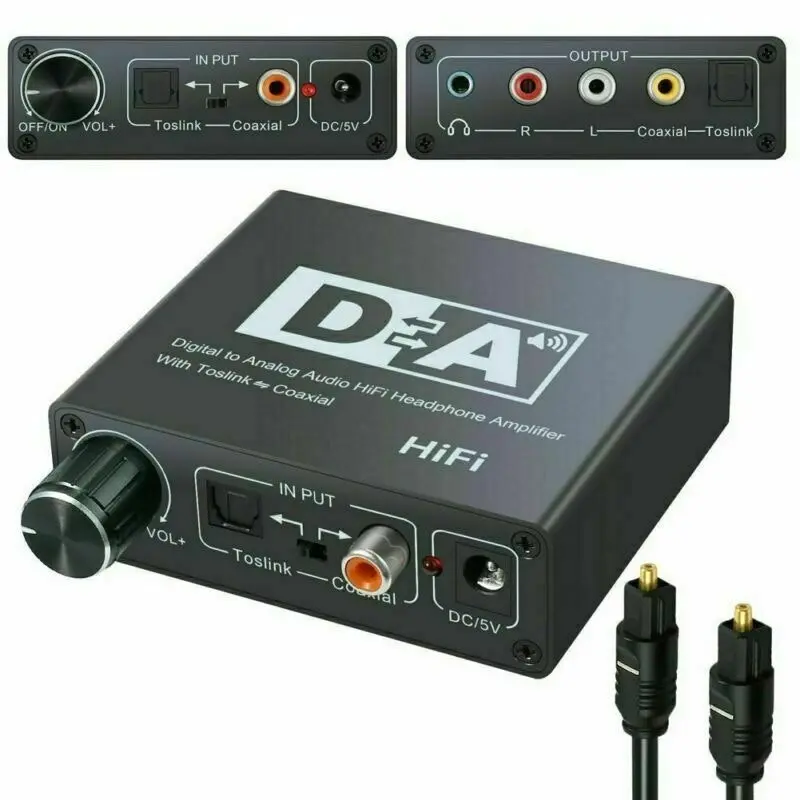 192kHz Digital Optical Coaxial Toslink to Analog RCA L/R 3.5mm Audio Converter