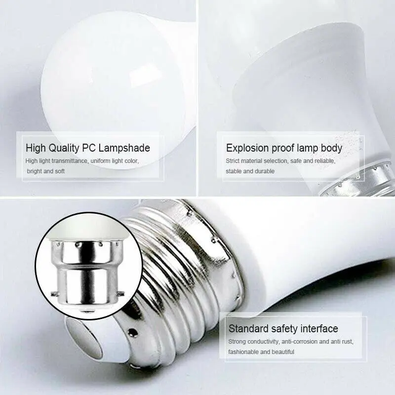 4x LED Bulb 7W E27 Globe Light Cool White Screw Bright Bulb