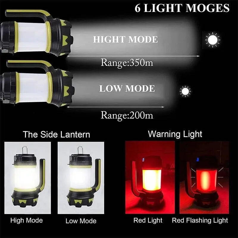 Rechargeable LED Camping Lantern Outdoor Tent Light Lamp & Power for Phone