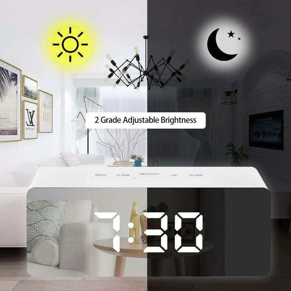 Digital Clock LED Display Desk Table Temperature Alarm Time Modern Home Decor