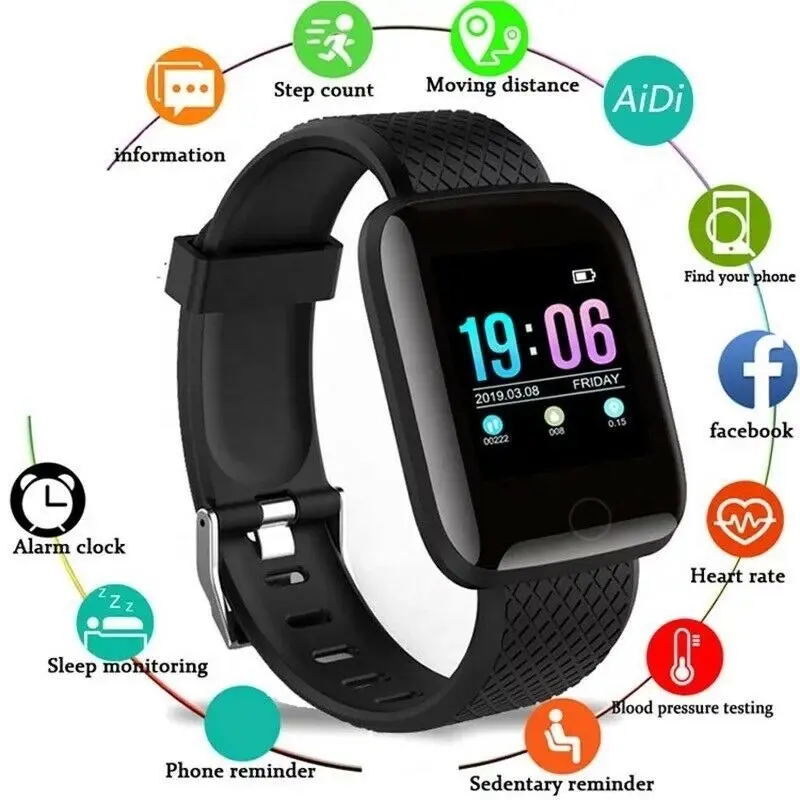 Sports Smart Watch Fitness Tracker Bracelet Heart Rate Blood Pressure Pedometer | Black