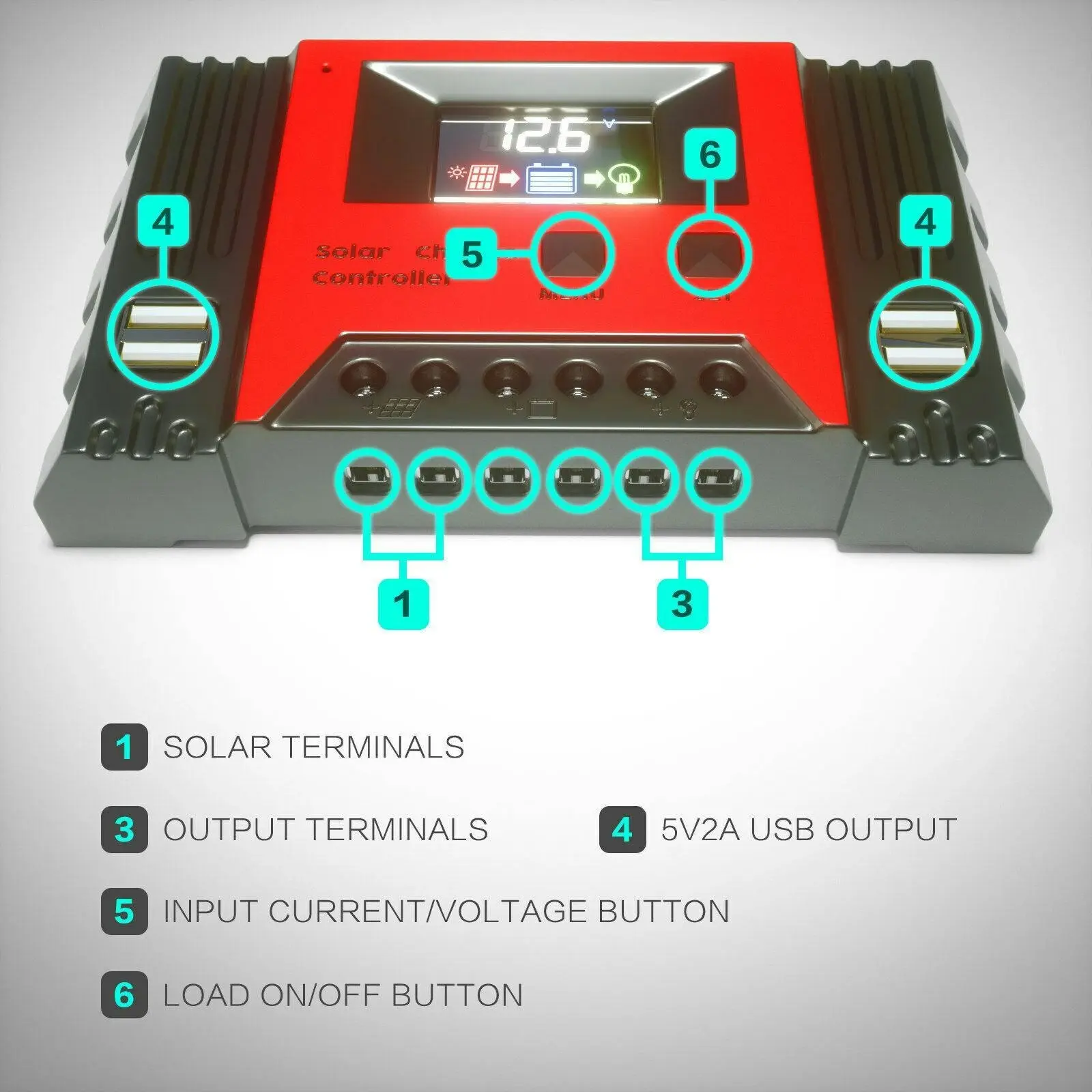 12v & 24V 40A Solar Panel Battery Regulator Charge Controller with 4 USB