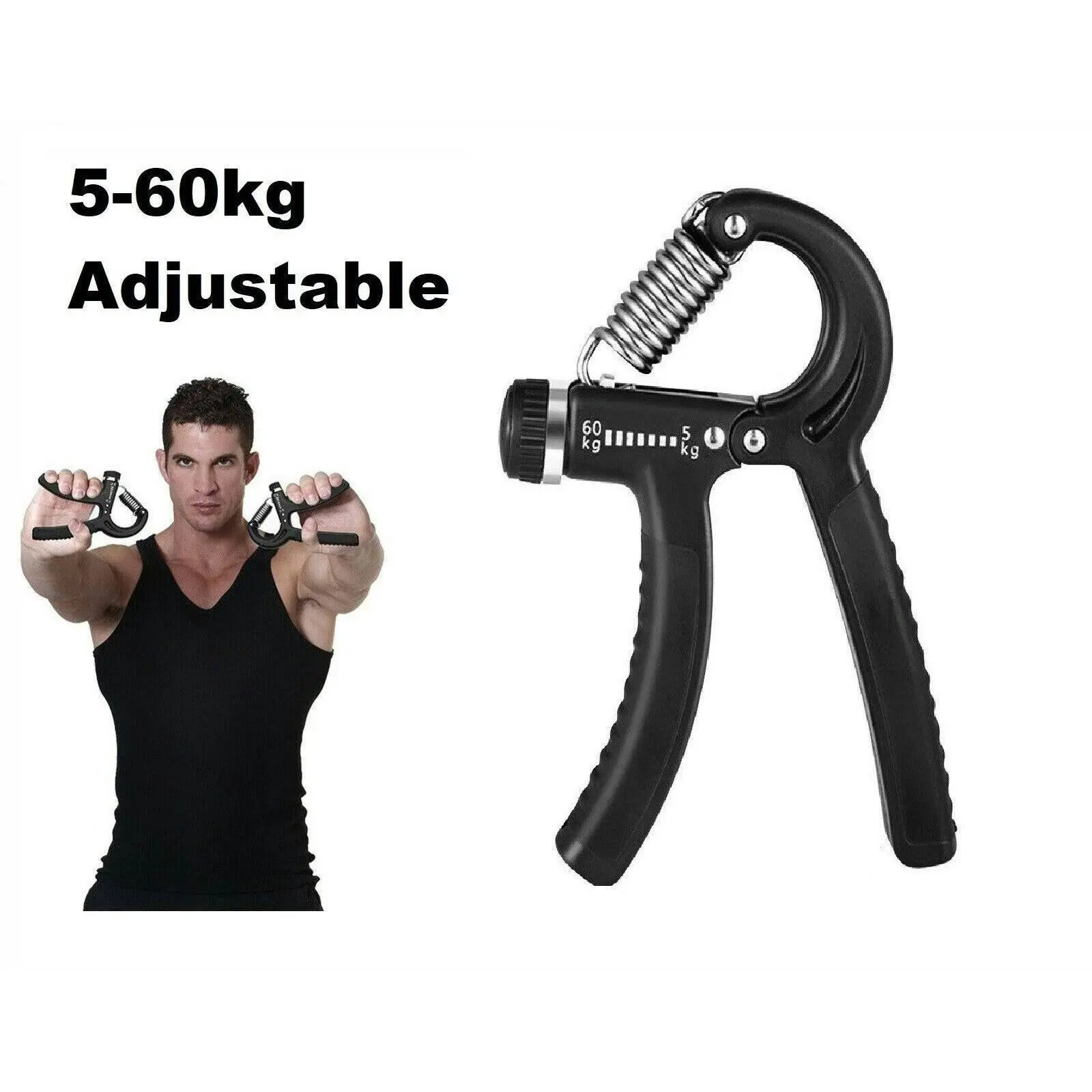 5-60Kg Adjustable Power Hand Grip Forearm Exerciser Gripper Strengthener Trainer