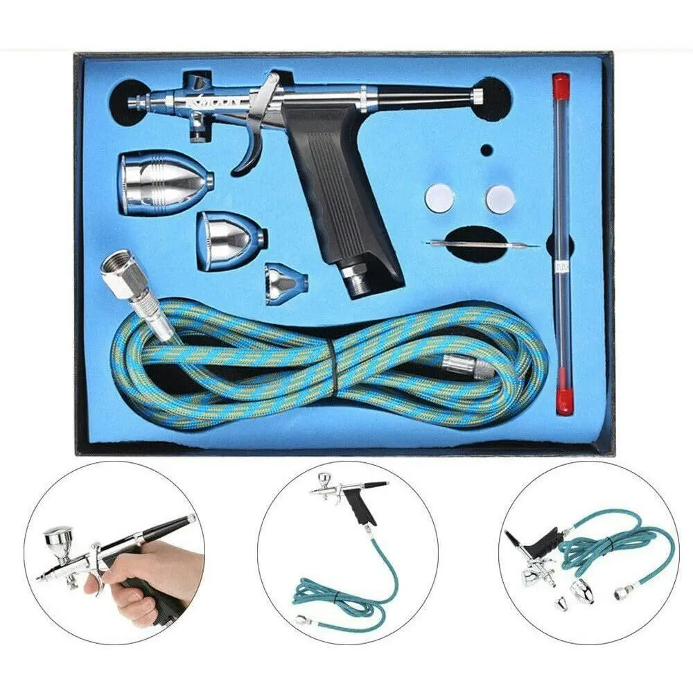 Spray Gun Airbrush Kit Dual Action Air Compressor Paint Art Tattoo Tools Set